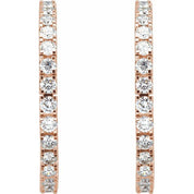 14K Rose 2 1/5 CTW Lab-Grown Diamond 27.7 mm Hoop Earrings