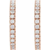 14K Rose 1/2 CTW Lab-Grown Diamond 17.6 mm Hoop Earrings