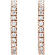 14K Rose 1/2 CTW Lab-Grown Diamond 17.6 mm Hoop Earrings
