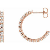 14K Rose 1 CTW Lab-Grown Diamond 20.5 mm Hoop Earrings