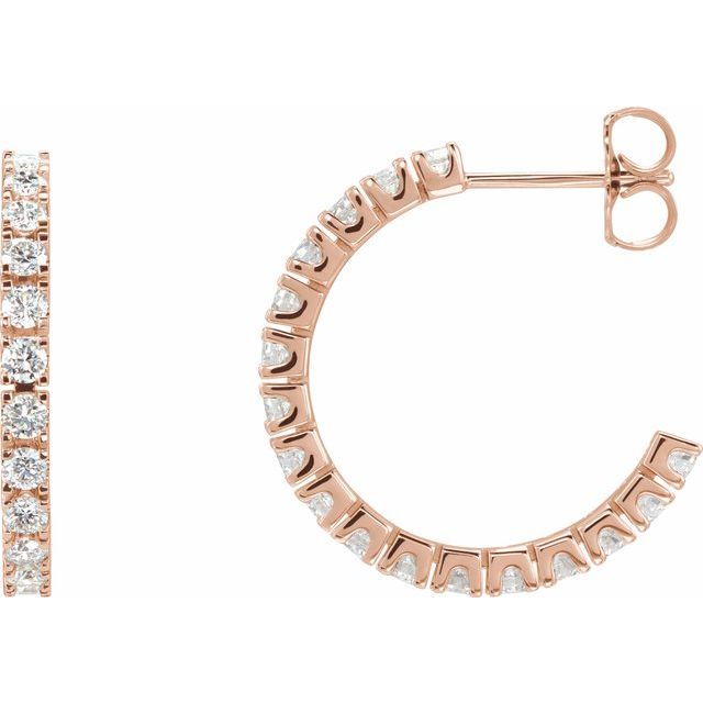 14K Rose 1 CTW Lab-Grown Diamond 20.5 mm Hoop Earrings