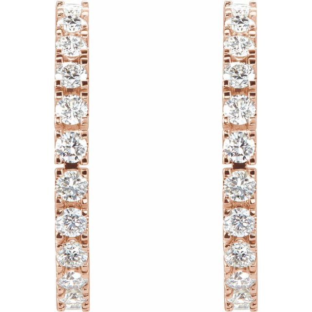14K Rose 1 CTW Lab-Grown Diamond 20.5 mm Hoop Earrings