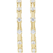 14K Yellow 1 CTW Lab-Grown Diamond Inside-Outside 25.1 mm Hoop Earrings