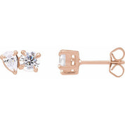 14K Rose 1 1/6 CTW Lab-Grown Diamond Two-Stone Stud Earrings