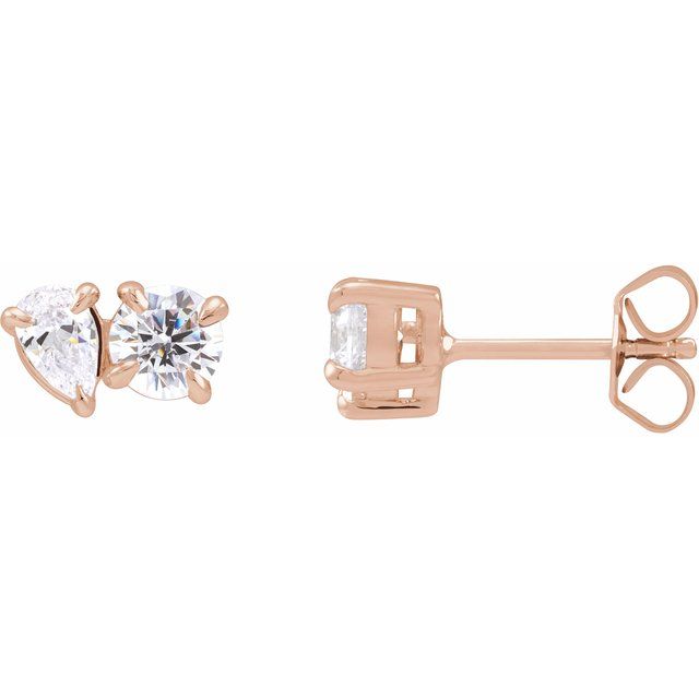 14K Rose 1 1/6 CTW Lab-Grown Diamond Two-Stone Stud Earrings