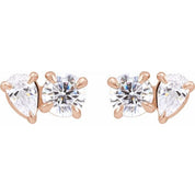 14K Rose 1 1/6 CTW Lab-Grown Diamond Two-Stone Stud Earrings