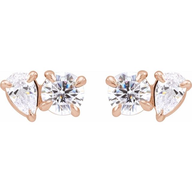 14K Rose 1 1/6 CTW Lab-Grown Diamond Two-Stone Stud Earrings