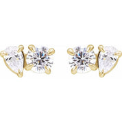 14K Yellow 1 1/6 CTW Lab-Grown Diamond Two-Stone Stud Earrings