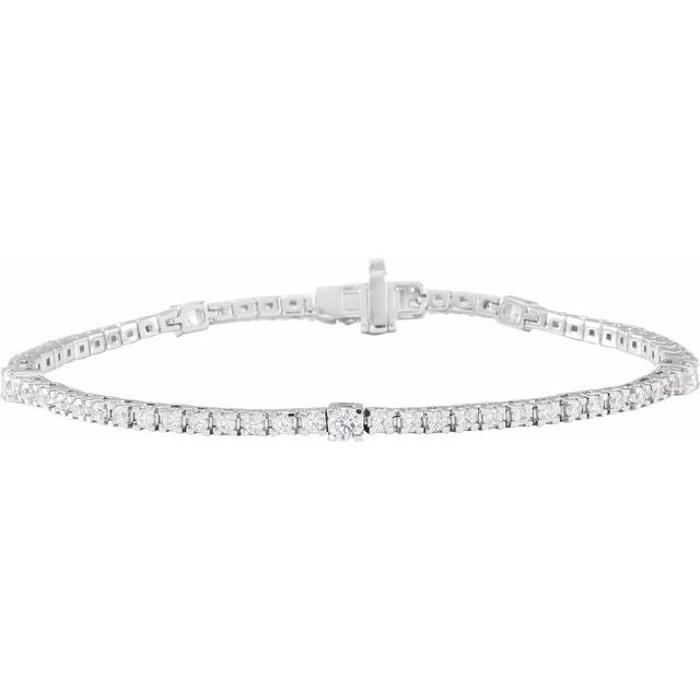 14K White 1 3/4 CTW Lab-Grown Diamond 7" Line Bracelet