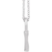 Platinum 13.6x9 mm Cutout Heart Lock 16-18" Necklace