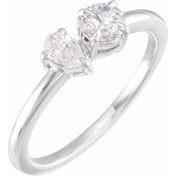 14K White 5/8 CTW Lab-Grown Diamond Two-Stone Ring