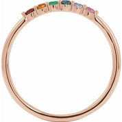 14K Rose Natural Multi-Gemstone Rainbow Stackable Ring