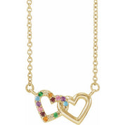 14K Natural Multi-Gemstone Rainbow 18" Necklace