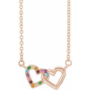 14K Natural Multi-Gemstone Rainbow 18" Necklace