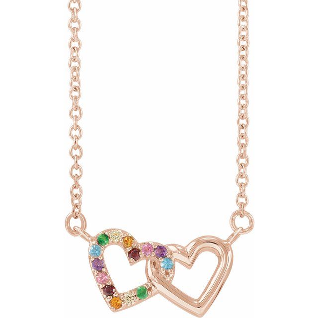 14K Natural Multi-Gemstone Rainbow 18" Necklace