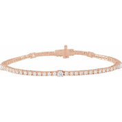 14K Rose 1 3/4 CTW Lab-Grown Diamond 7" Line Bracelet