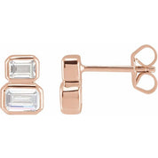 14K Rose 1 CTW Lab-Grown Diamond Two-Stone Stud Earrings