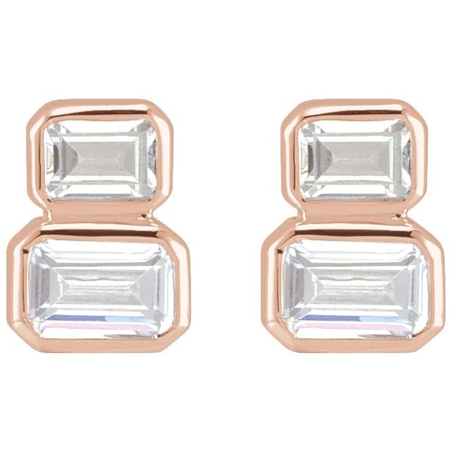 14K Rose 1 CTW Lab-Grown Diamond Two-Stone Stud Earrings