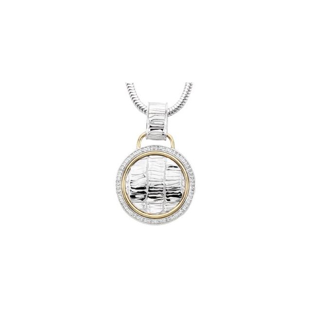 Sterling Silver & 14K Yellow 1/3 CTW Natural Diamond Alligator Skin 18" Necklace