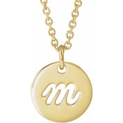14K Yellow Script Initial M 16-18" Necklace