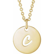 14K Yellow Script Initial C 16-18" Necklace