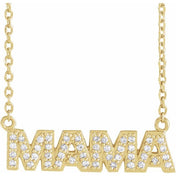 14K Yellow 1/10 Natural Diamond "Mama" 16" Necklace