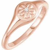 14K Rose .015 CT Natural Diamond Floral Ring
