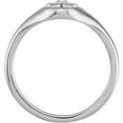 14K White .015 CT Natural Diamond Floral Ring