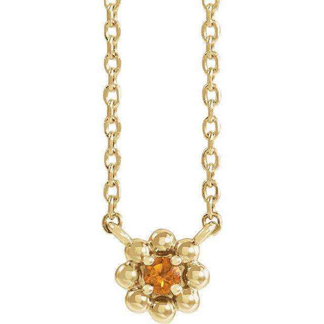 14K Rose .03 CTW Natural Diamond Beaded Youth 16" Necklace