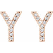 14K Rose .07 CTW Natural Diamond Initial Y Earrings