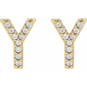14K Yellow .07 CTW Natural Diamond Initial Y Earrings