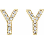 14K Yellow .07 CTW Natural Diamond Initial Y Earrings