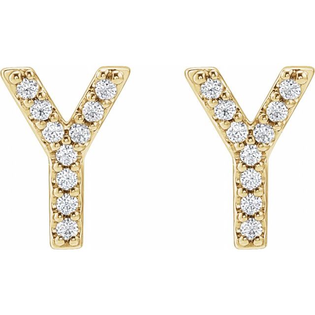 14K Yellow .07 CTW Natural Diamond Initial Y Earrings
