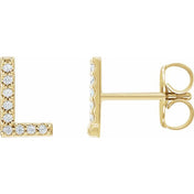 14K Yellow .07 CTW Natural Diamond Initial L Earrings