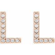 14K Rose .07 CTW Natural Diamond Initial L Earrings