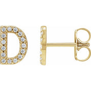 14K Yellow .06 CTW Natural Diamond Initial D Earring