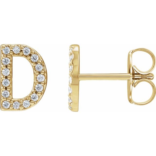 14K Yellow .06 CTW Natural Diamond Initial D Earring