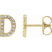 14K Yellow 1/6 CTW Natural Diamond Initial D Earrings