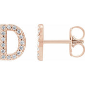 14K Rose .06 CTW Natural Diamond Initial D Earring