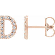 14K Rose .06 CTW Natural Diamond Initial D Earring