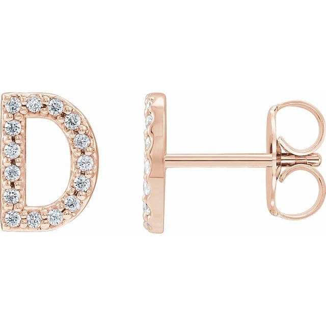 14K Rose .06 CTW Natural Diamond Initial D Earring