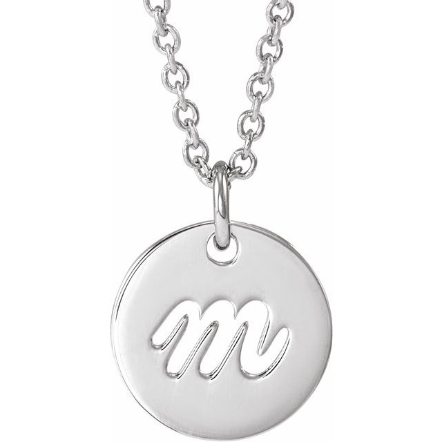 14K White Script Initial M 16-18" Necklace