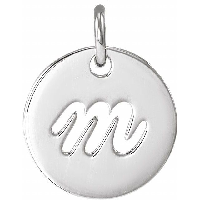 Platinum Script Initial M Pendant