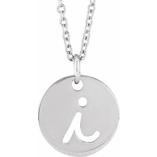Platinum Script Initial I 16-18" Necklace