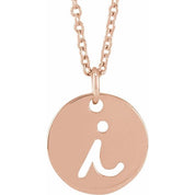 14K Rose Script Initial I 16-18" Necklace