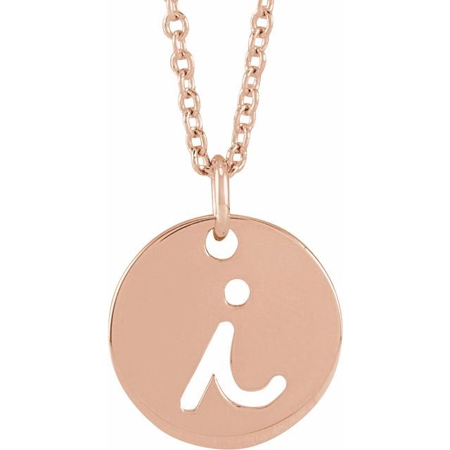 14K Rose Script Initial I 16-18" Necklace