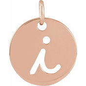 14K Rose Script Initial I Pendant