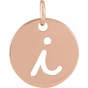 14K Rose Script Initial I Pendant