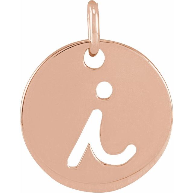 14K Rose Script Initial I Pendant