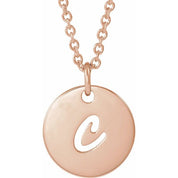 14K Rose Script Initial C 16-18" Necklace